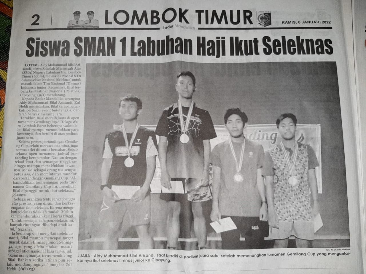 Siswa SMAN 1 Labuhan Haji Ikut Seleksi Nasional Badminton
